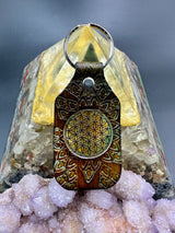 Stamped Leather Keychain - Flower of Life