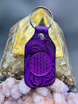 Stamped Leather Keychain - Flower of Life