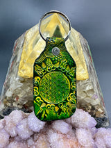 Stamped Leather Keychain - Flower of Life