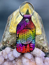 Stamped Leather Keychain - Flower of Life