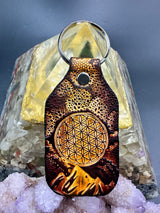 Stamped Leather Keychain - Flower of Life