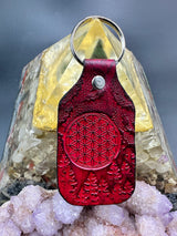 Stamped Leather Keychain - Flower of Life
