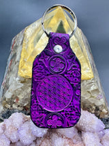 Stamped Leather Keychain - Flower of Life