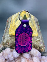 Stamped Leather Keychain - Flower of Life