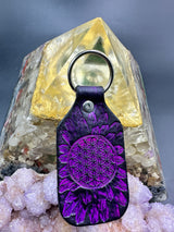 Stamped Leather Keychain - Flower of Life