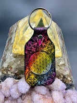 Stamped Leather Keychain - Flower of Life