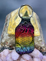 Stamped Leather Keychain - Flower of Life