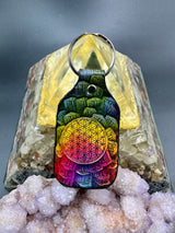 Stamped Leather Keychain - Flower of Life