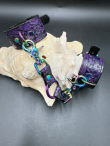 Stamped Leather Bondage Gear - Cuff Set with Connector