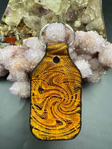 Stamped Leather Keychain - Mushrooms XL Oyster