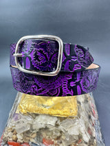 Stamped Leather Belt - Grateful Large Stealie