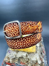 Stamped Leather Belt - Medeski Martin and Wood