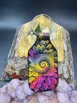 Stamped Leather Keychain - Dot Spiral