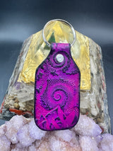 Stamped Leather Keychain - Dot Spiral