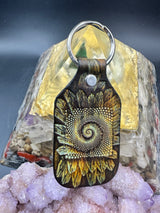 Stamped Leather Keychain - Dot Spiral