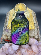 Stamped Leather Keychain - Caduceus EMT Symbol