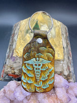 Stamped Leather Keychain - Caduceus EMT Symbol