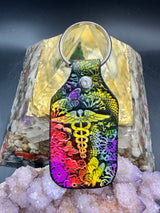 Stamped Leather Keychain - Caduceus EMT Symbol