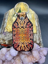 Stamped Leather Keychain - Geometric Shield 1.0