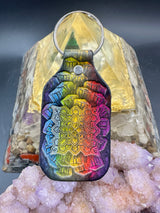 Stamped Leather Keychain - Geometric Shield 1.0