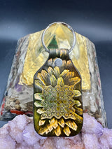 Stamped Leather Keychain - Geometric Shield 1.0