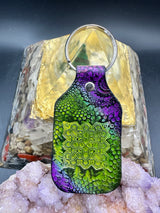 Stamped Leather Keychain - Geometric Shield 1.0