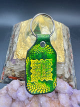 Stamped Leather Keychain - Geometric Shield 1.0