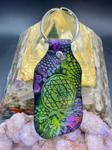 Stamped Leather Keychain - Geometric Circle Mandala