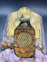 Stamped Leather Keychain - Geometric Circle Mandala