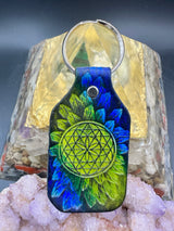 Stamped Leather Keychain - Geometric Circle Mandala