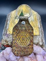 Stamped Leather Keychain - Geometric Circle Mandala