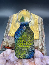 Stamped Leather Keychain - Geometric Circle Mandala