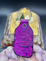 Stamped Leather Keychain - Geometric Circle Mandala