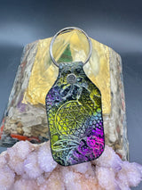 Stamped Leather Keychain - Geometric Circle Mandala