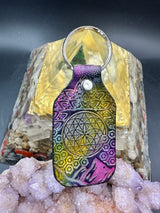 Stamped Leather Keychain - Geometric Circle Mandala