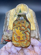 Stamped Leather Keychain - Fairy on Mushroom