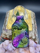 Stamped Leather Keychain - Geometric Shield 2.0