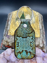 Stamped Leather Keychain - Geometric Shield 2.0