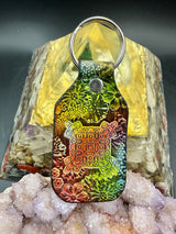 Stamped Leather Keychain - Geometric Shield 2.0