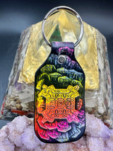 Stamped Leather Keychain - Geometric Shield 2.0