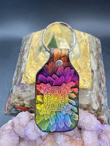 Stamped Leather Keychain - Geometric Shield 2.0