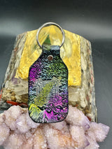 Stamped Leather Keychain - Geometric Shield 2.0