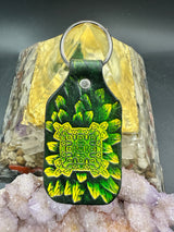 Stamped Leather Keychain - Geometric Shield 2.0