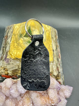 Stamped Leather Keychain - Geometric Shield 2.0