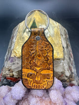 Stamped Leather Keychain - Grateful Large Stealie