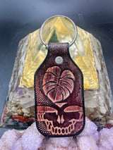 Stamped Leather Keychain - Grateful Large Stealie