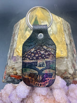 Stamped Leather Keychain - Grateful Large Stealie