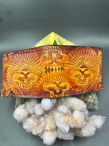 Stamped Leather Bifold Wallet - Grateful Cats Under the Stars