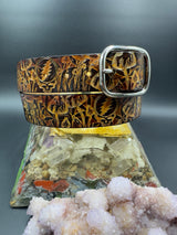 Stamped Leather Belt - Grateful Mushrooms 2.0