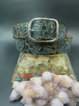 Stamped Leather Belt - Grateful Bees